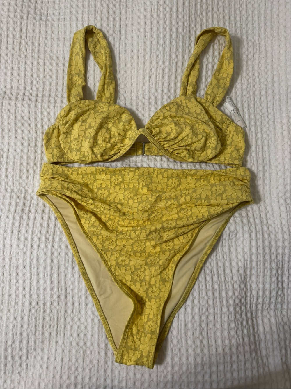 Cupshe JOJO Yellow Floral Underwire High-Waist Bikini